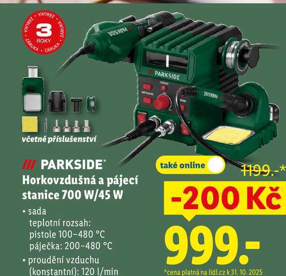 PARKSIDE Horkovzdušná a pájecí stanice 700 W/45 W 