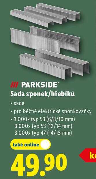 PARKSIDE Sada sponek/hřebíků 
