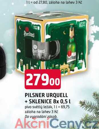 Pilsner Urquell Pivo ležák světlý 8 x 0,5l + sklenice