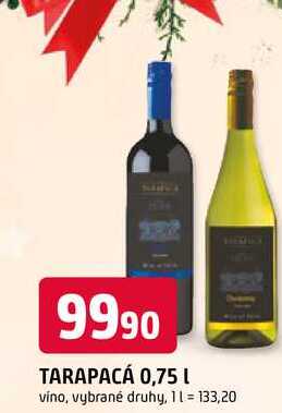 TARAPACÁ 0,75 L vino, vybrané druhy