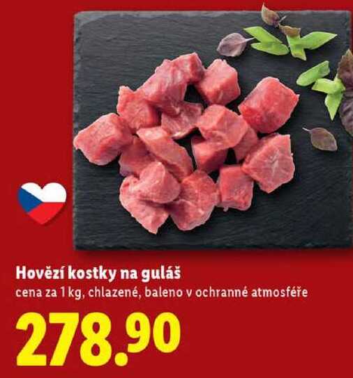 Hovězí kostky na guláš, cena za 1 kg 