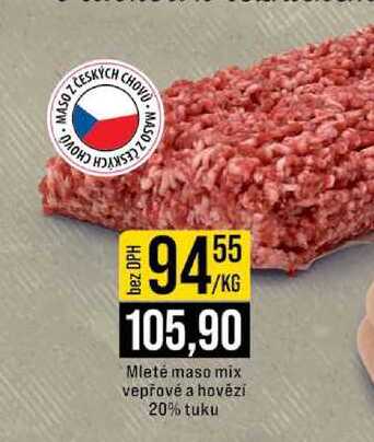 Mleté maso mix vepřové a hovězí 20% tuku 1kg