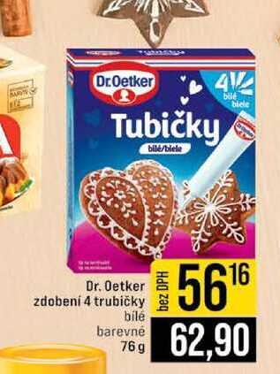 Dr. Oetker zdobení 4 trubičky bílé barevné 76g