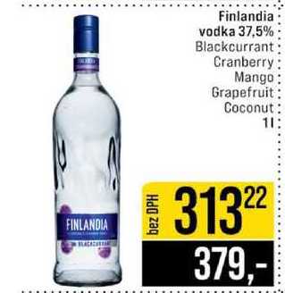 Finlandia vodka 37,5% Blackcurrant Cranberry Mango Grapefruit Coconut 1l