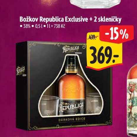 Božkov Republica Exclusive 0,5 l+ 2 skleničky   