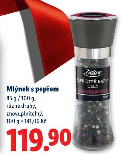 Mlýnek s pepřem, 85 g/100 g