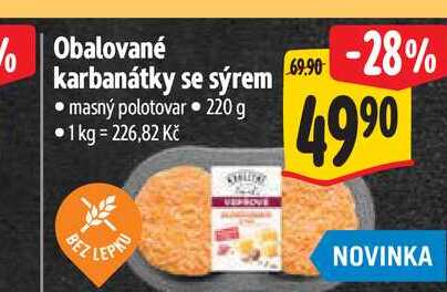 Obalované karbanátky se sýrem  220 g