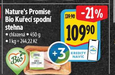 Nature's Promise Bio Kuřecí spodní stehna 450 g