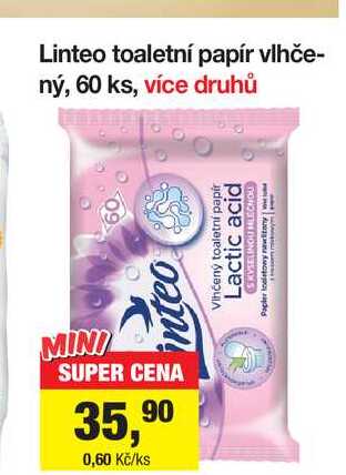 Linteo toaletní papír vlhčený, 60 ks, více druhů