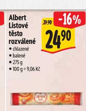 Albert Listové těsto rozválené 275 g