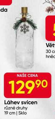 Láhev svícen různé druhy 19 cm | Sklo 