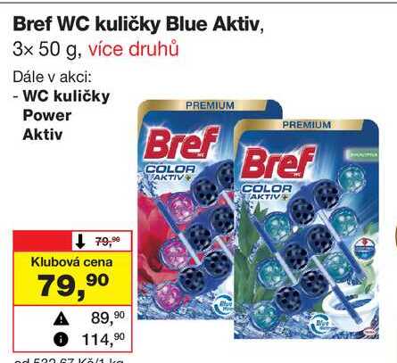 Bref WC kuličky Blue Aktiv, 3x 50 g