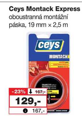 Ceys Montack Express oboustranná montážní páska, 19 mm × 2,5 m