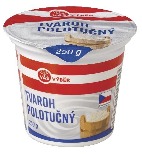 VÁŠ VÝBĚR Polotučný tvaroh, 250 g