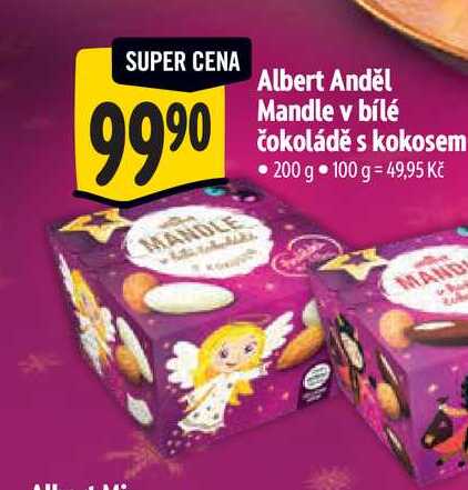 Albert Anděl Mandle v bílé čokoládě s kokosem 200 g