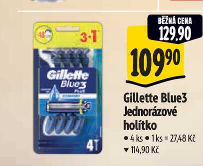   Gillette Blue3 Jednorázové holítko  4 ks 