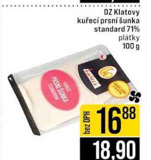 DZ Klatovy kuřecí prsní šunka standard 71% plátky 100 g