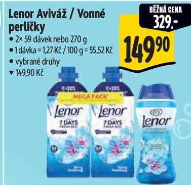 Lenor Aviváž/Vonné perličky, 2x 59 dávek nebo 270 g 