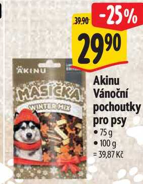 Akinu Vánoční pochoutky pro psy, 75 g
