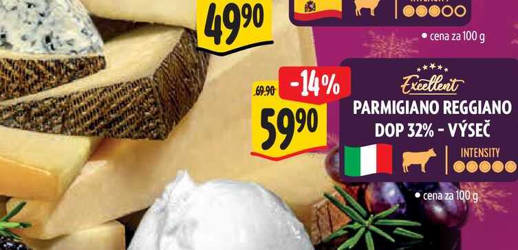 PARMIGIANO REGGIANO DOP 32% - VÝSEČ, cena za 100 g  