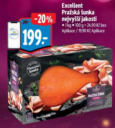 Excellent Pražská šunka  nejvyšší jakosti, 1 kg 
