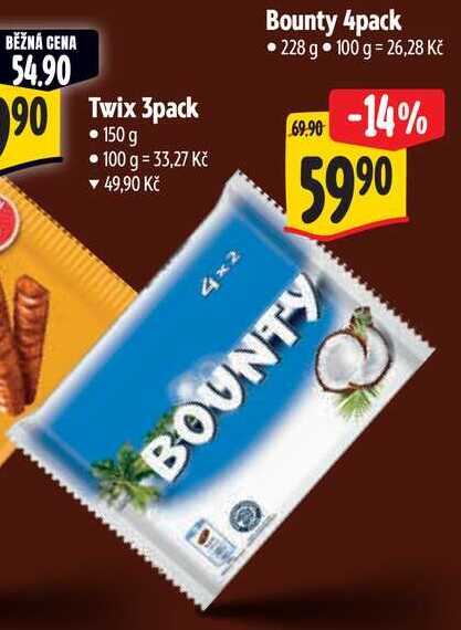 Bounty 4pack, 228 g 