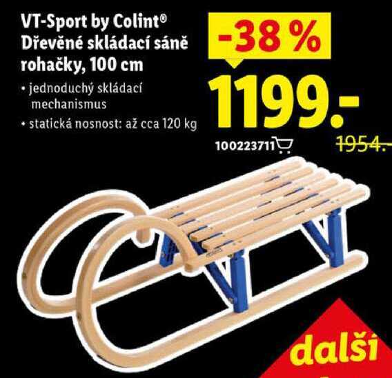 VT-Sport by Colint Dřevěné skládací sáně rohačky, 100 cm