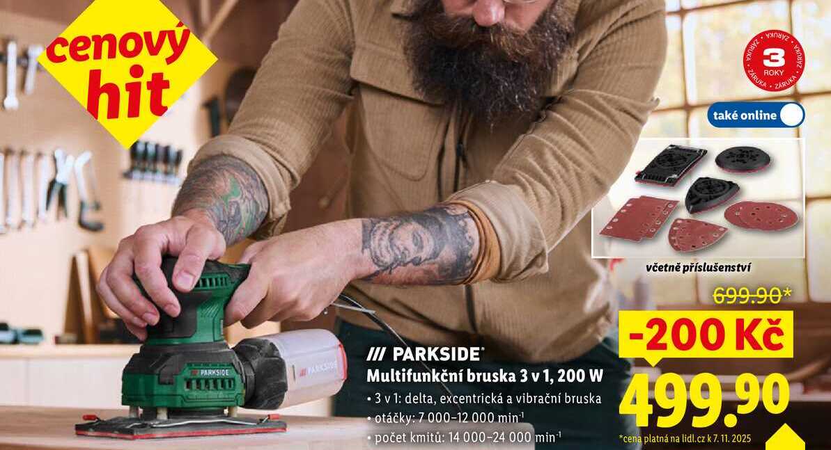 PARKSIDE Multifunkční bruska 3 v 1, 200 W