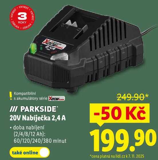 PARKSIDE 20V Nabíječka 2,4 A