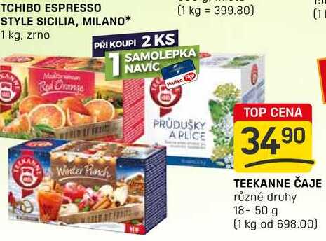 TEEKANNE ČAJE různé druhy 18- 50 g