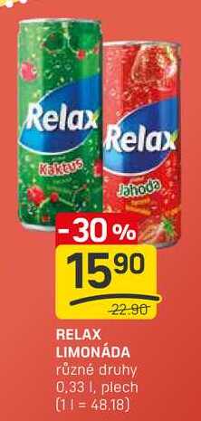 RELAX LIMONÁDA různé druhy 0,33l, plech