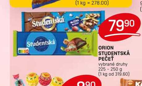 ORION STUDENTSKÁ PEČEŤ vybrané druhy 225-250 g