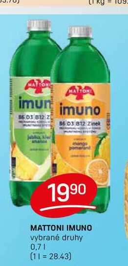 MATTONI IMUNO vybrané druhy 0,7l