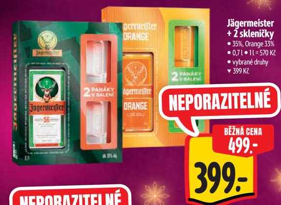 Jägermeister + 2 skleničky, 0,7 l