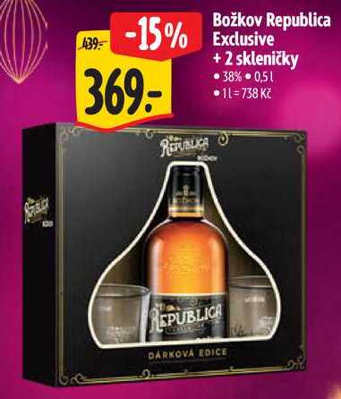 Božkov Republica Exclusive + 2 skleničky0,5 l