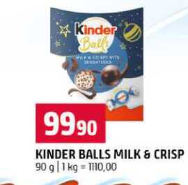 KINDER BALLS MILK & CRISP 90 g