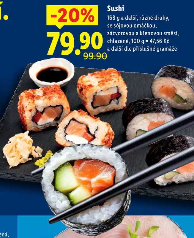 Sushi, 168 g a další