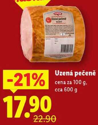 Uzená pečeně, cena za 100 g