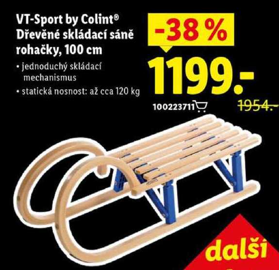 VT-Sport by Colint Dřevěné skládací sáně rohačky, 100 cm 