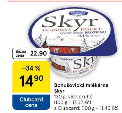 Bohušovická mlékárna Skyr, 130 g, více druhů