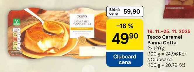 Tesco Caramel Panna Cotta, 2x 120 g 