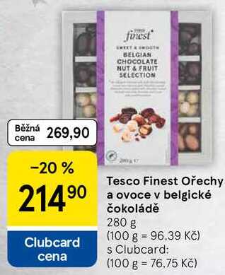 Tesco Finest Ořechy a ovoce v belgické čokoládě, 280 g