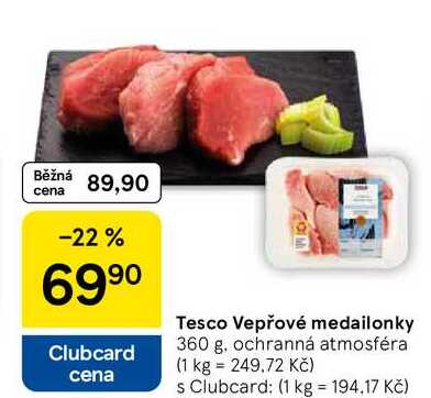 Tesco Vepřové medailonky, 360 g