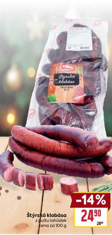 klobasa Štýrská klobása z pultu lahůdek cena za 100 g