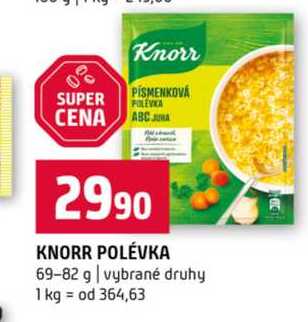 KNORR POLÉVKA 69-82 g vybrané druhy 
