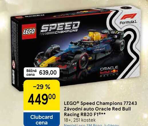 LEGO® Speed Champions 77243 Závodní auto Oracle Red Bull Racing RB20 F1® 18+, 251 kostek  