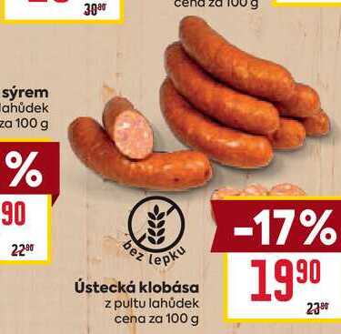 Ústecká klobása z pultu lahůdek cena za 100 g