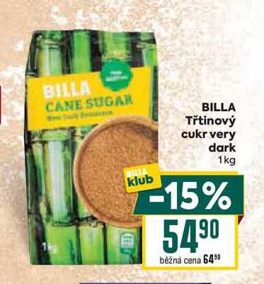BILLA Třtinový cukr very dark 1kg 