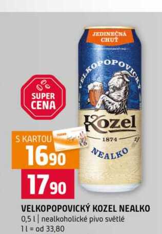 VELKOPOPOVICKÝ KOZEL NEALKO 0,5l nealkoholické pivo světlé