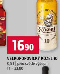 VELKOPOPOVICKÝ KOZEL 10 0,5l pivo světlé výčepní 
